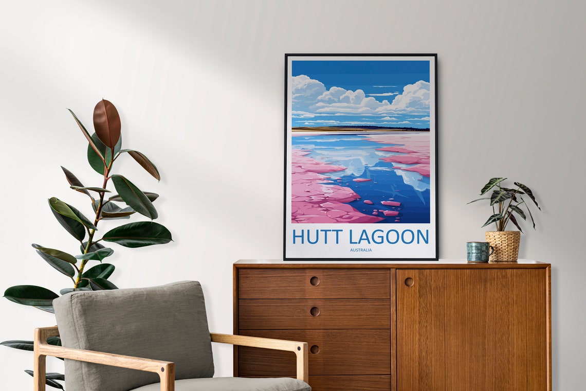 Hutt Lagoon Western Australia Pink Salt Lake Mirror Travel Poster - Image 2