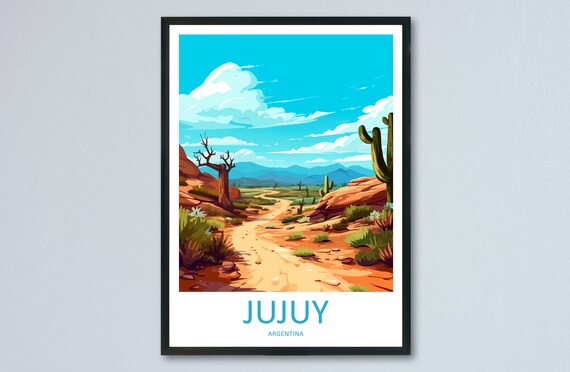 Jujuy Argentina Cactus Desert Trail Under Bright Blue Sky Poster