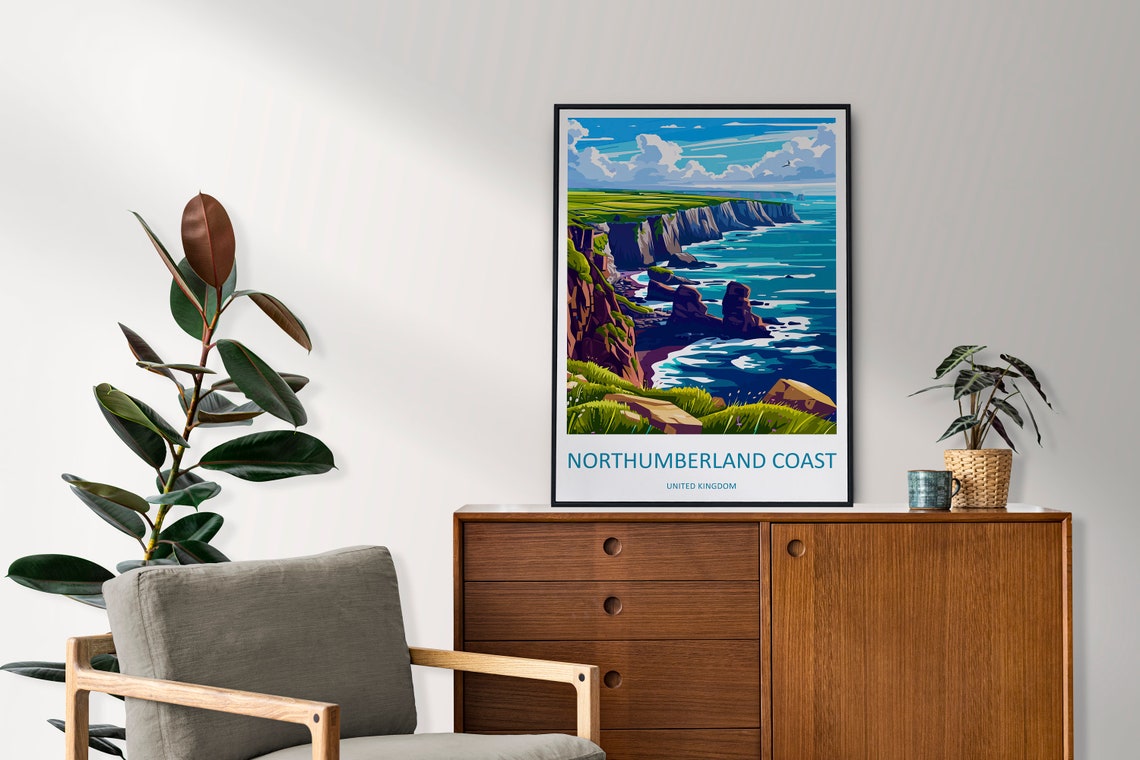 Northumberland Coast United Kingdom Sea Cliffs And Rock Stacks Poster - Image 2