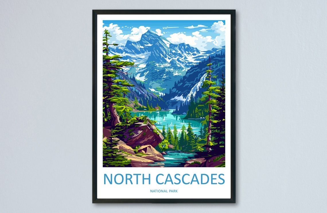 North Cascades Alpine Lake Snowy Peaks Washington National Park Poster - Image 3