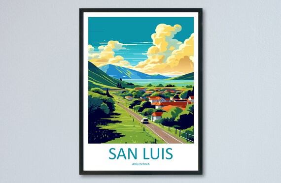 San Luis Argentina Green Mountain Valley Road Scenic Travel Poster