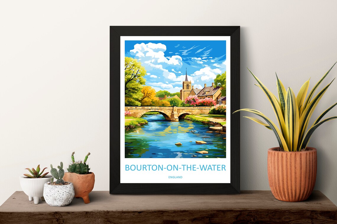 Bourton on the Water England Stone Bridge Cotswolds Village Poster - Image 3