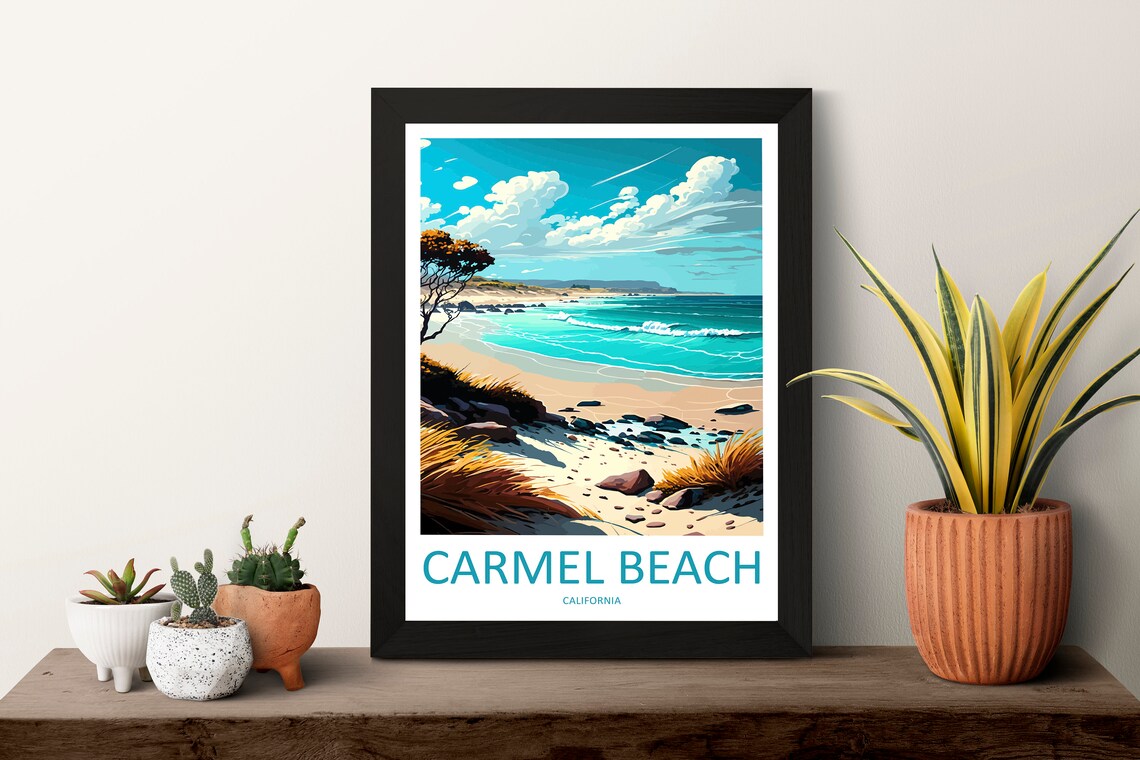 Carmel Beach Travel Poster, California Wall Decor - Image 3