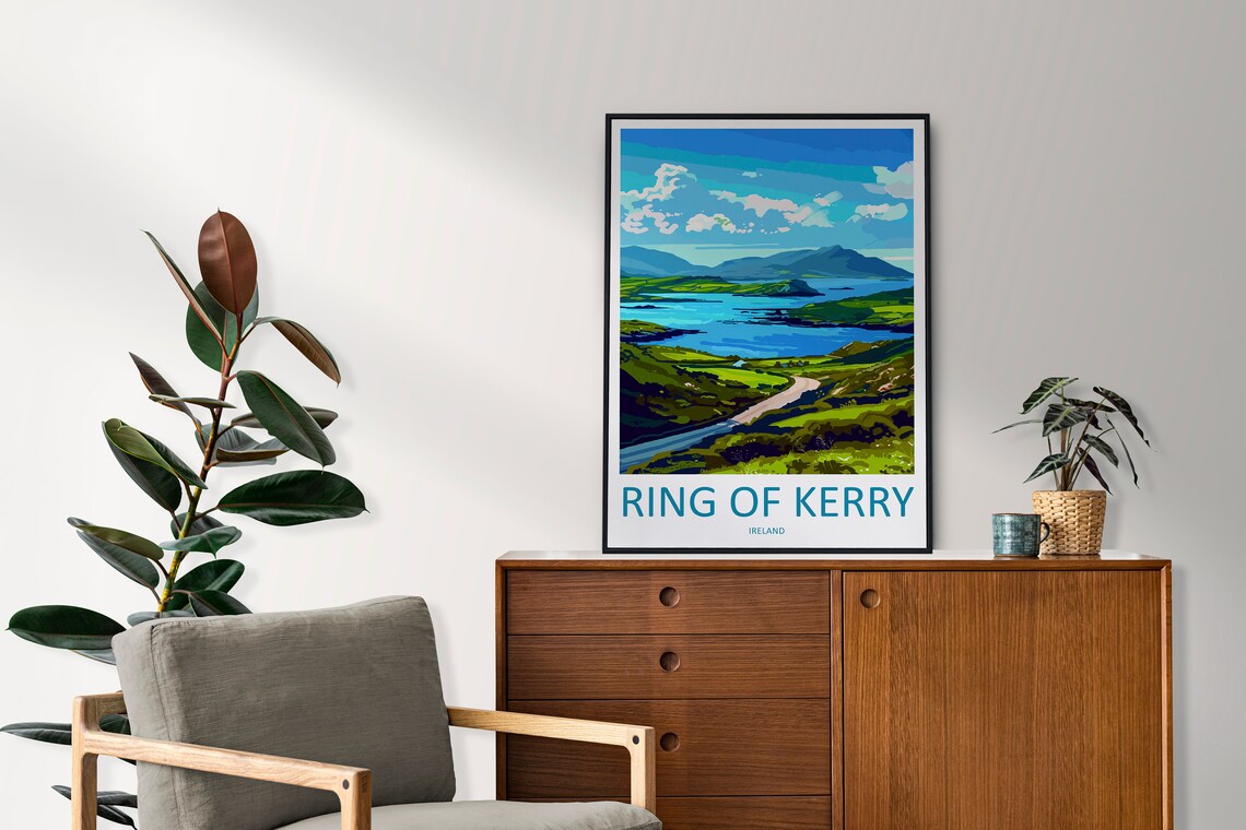 Ring of Kerry Ireland Coastal Green Hills Vintage Travel Poster - Image 2