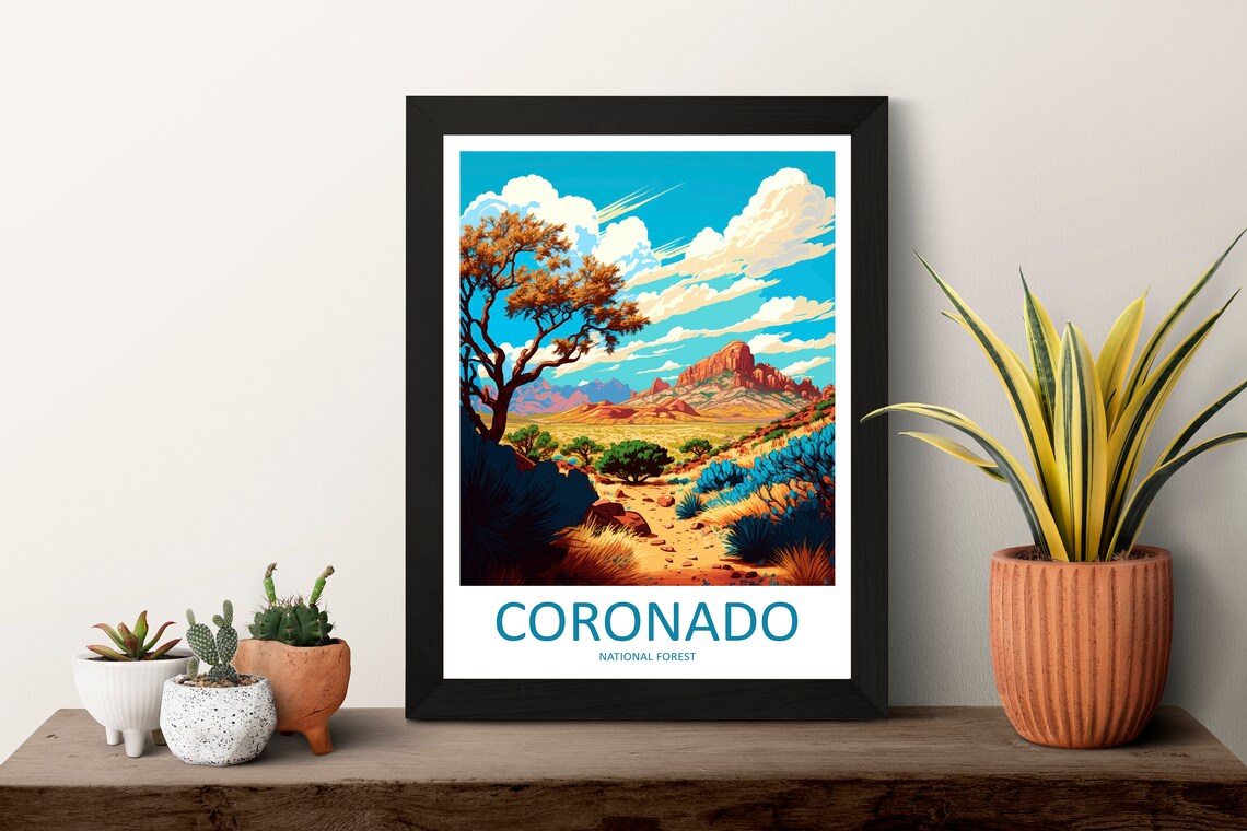 Coronado National Forest Arizona Desert Vista Illustration Poster - Image 3