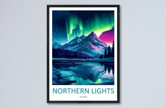 Northern Lights Iceland Print Aurora Wall Art Night Sky Poster Arctic Decor Gift For Nature Lover Nordic Landscape