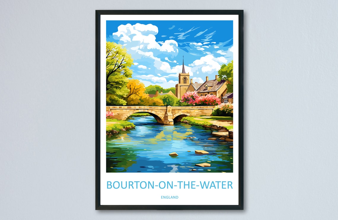 Bourton on the Water England Stone Bridge Cotswolds Village Poster