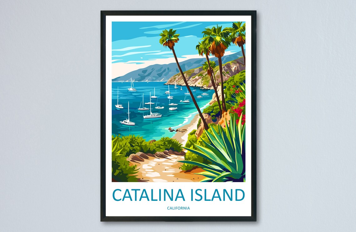Catalina Island California Sailboat Bay Tropical View Poster