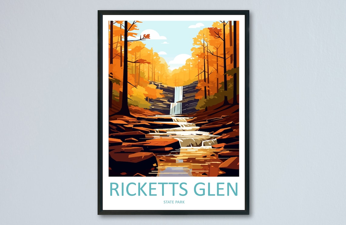 Ricketts Glen State Park Travel Poster, Pennsylvania