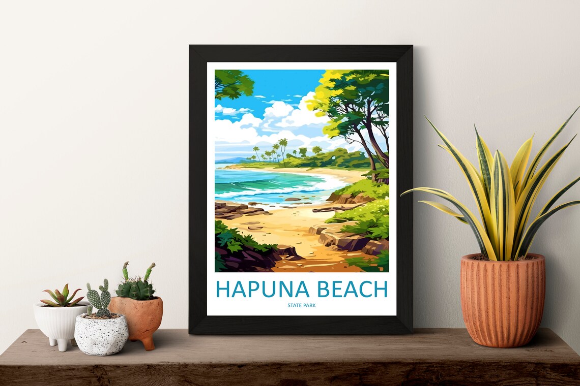 Hapuna Beach Hawaii Golden Shore State Park Seaside Travel Poster - Image 3