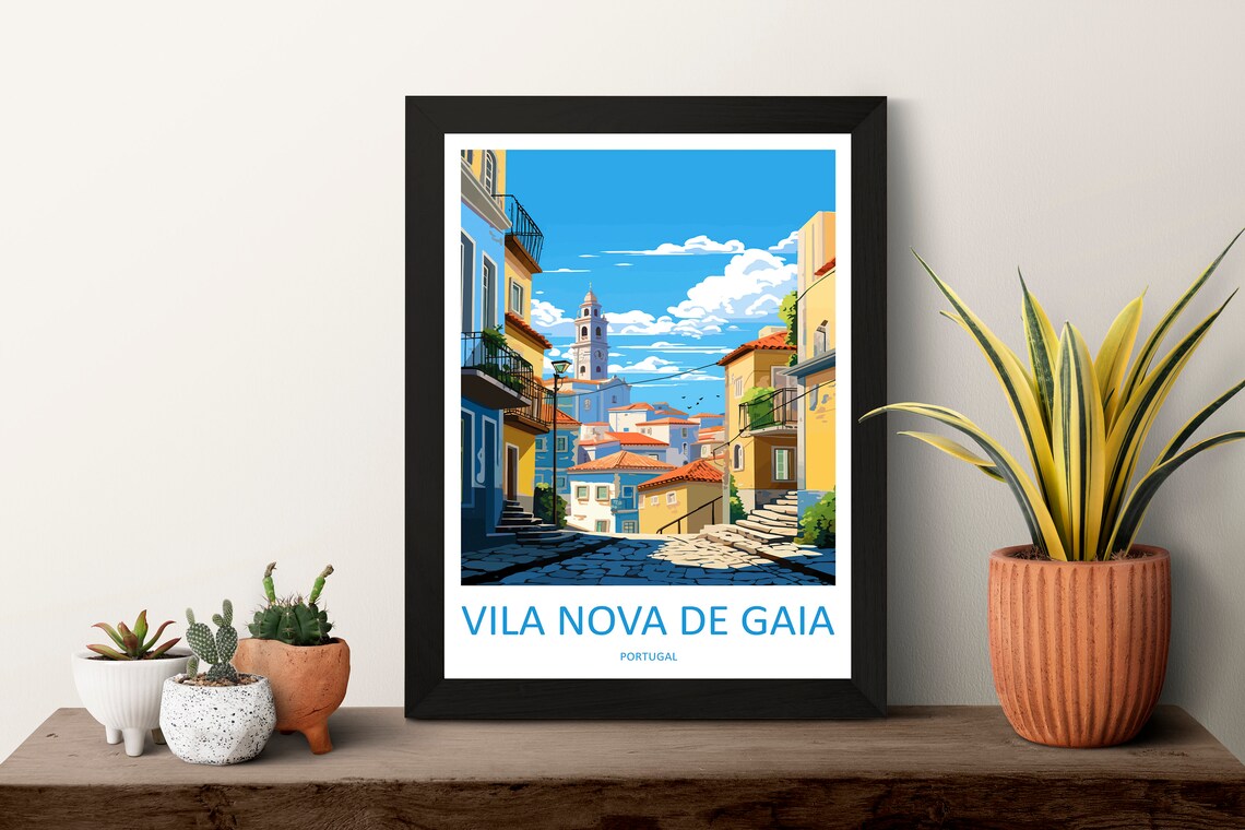 Vila Nova de Gaia Historic Old Town Street Portugal Travel Poster - Image 3