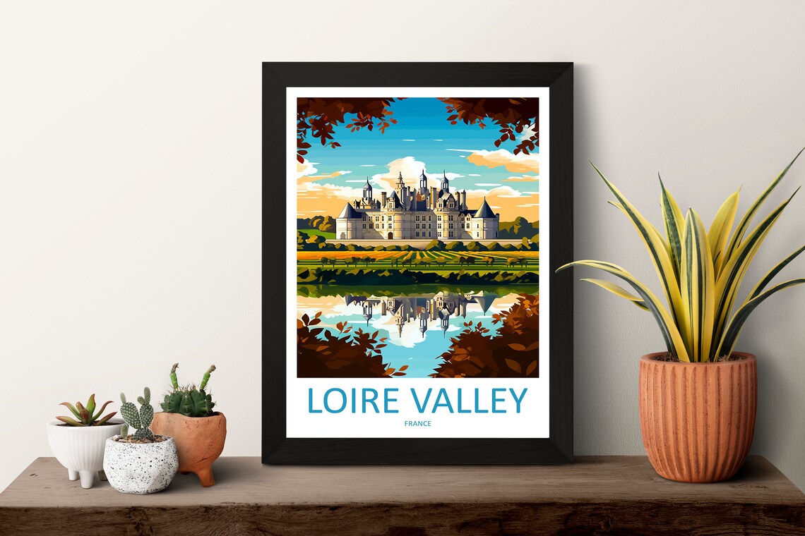 Loire Valley France Chateau Reflection Autumn Foliage Castle Poster - Image 3
