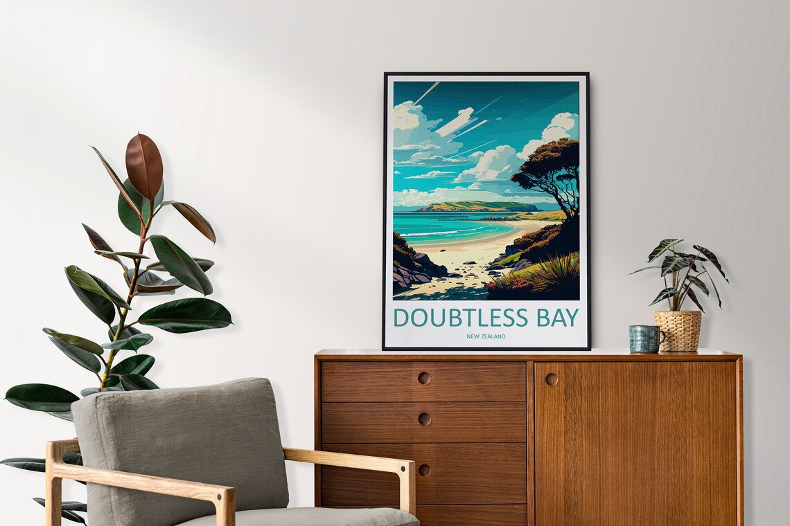 Doubtless Bay Travel Poster, New Zealand Wall Art - Image 2