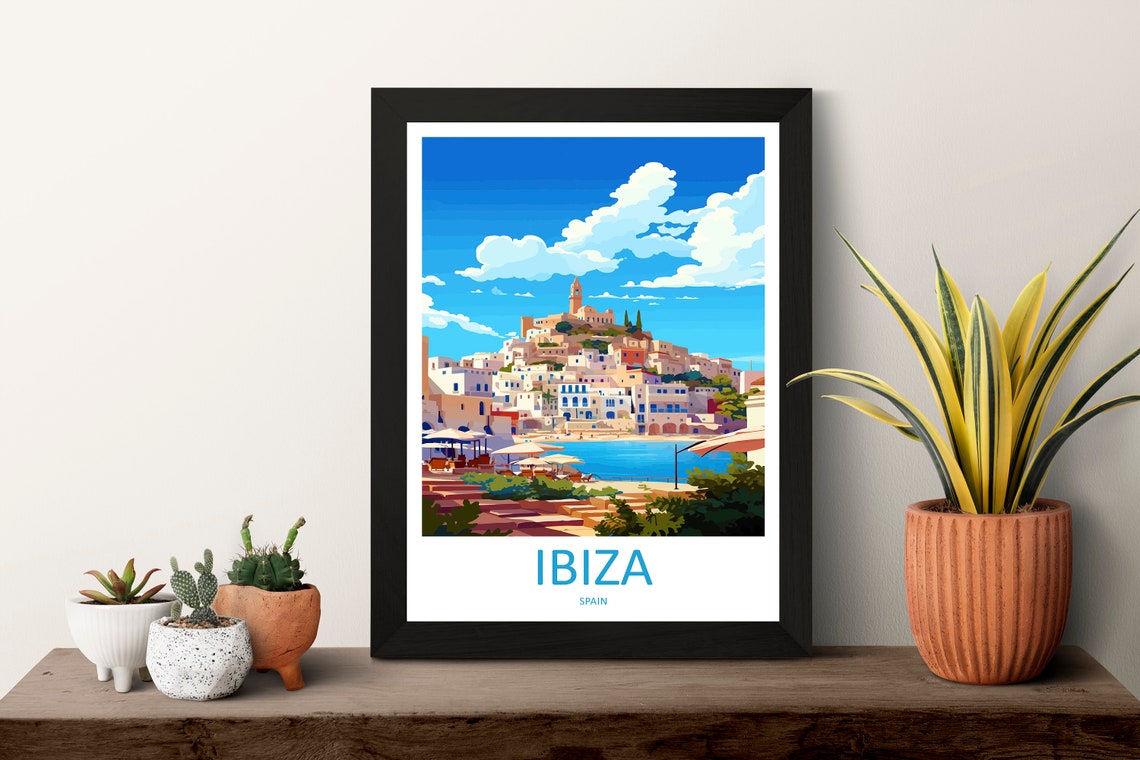 Ibiza Spain Whitewashed Hilltop Old Town Mediterranean Coast Poster - Image 3