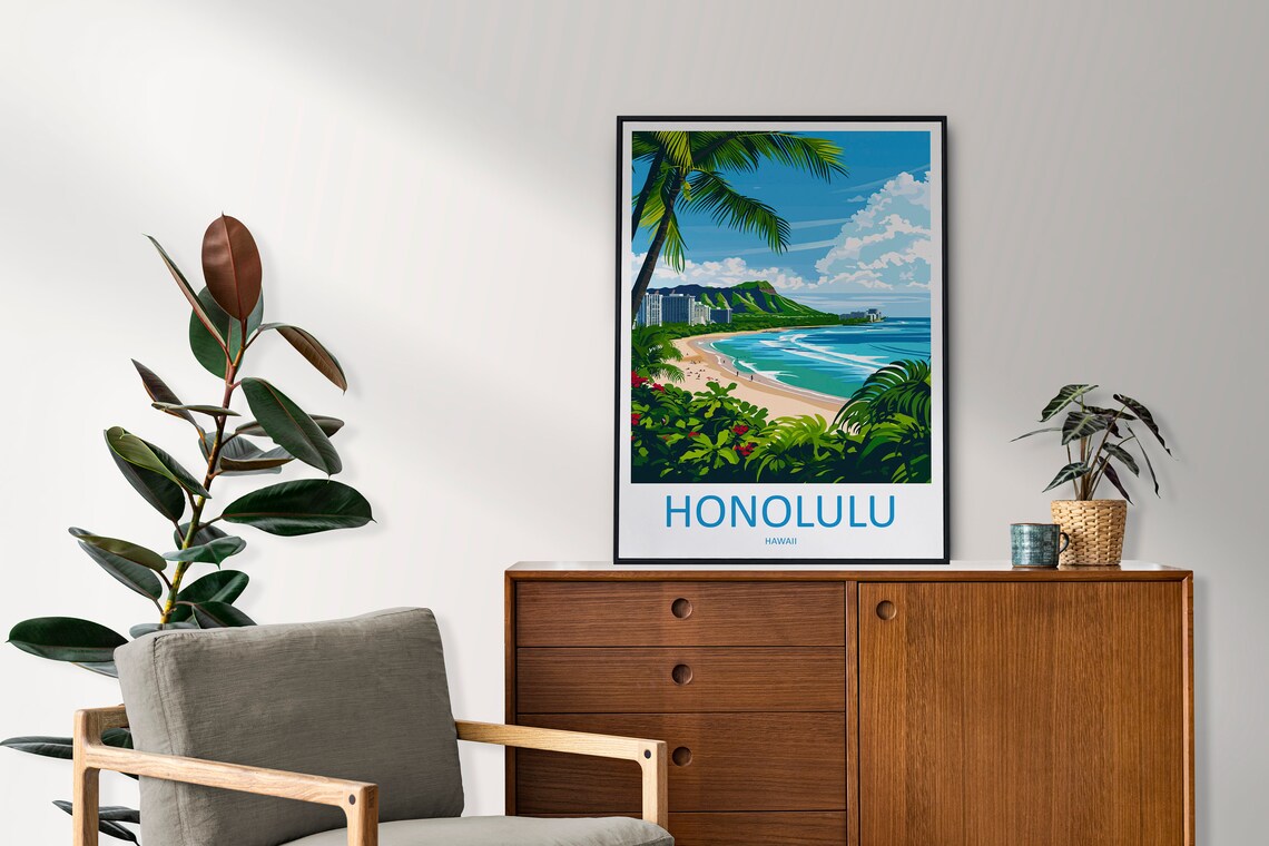 Honolulu Travel Poster, Hawaii Home Decor - Image 2