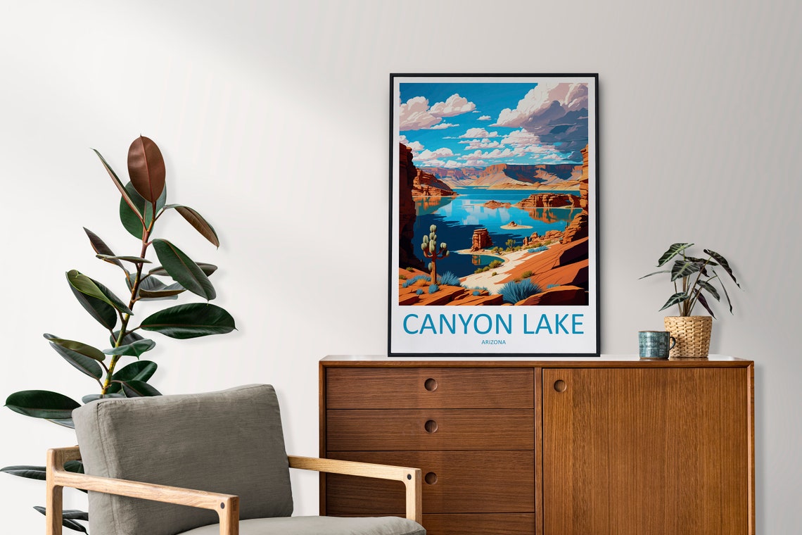 Canyon Lake Travel Print Wall Art Canyon Lake Lake Wall Hanging Home Dcor Canyon Lake Lake Gift Art Lovers Arizona Art Lover Gift Arizona - Image 2