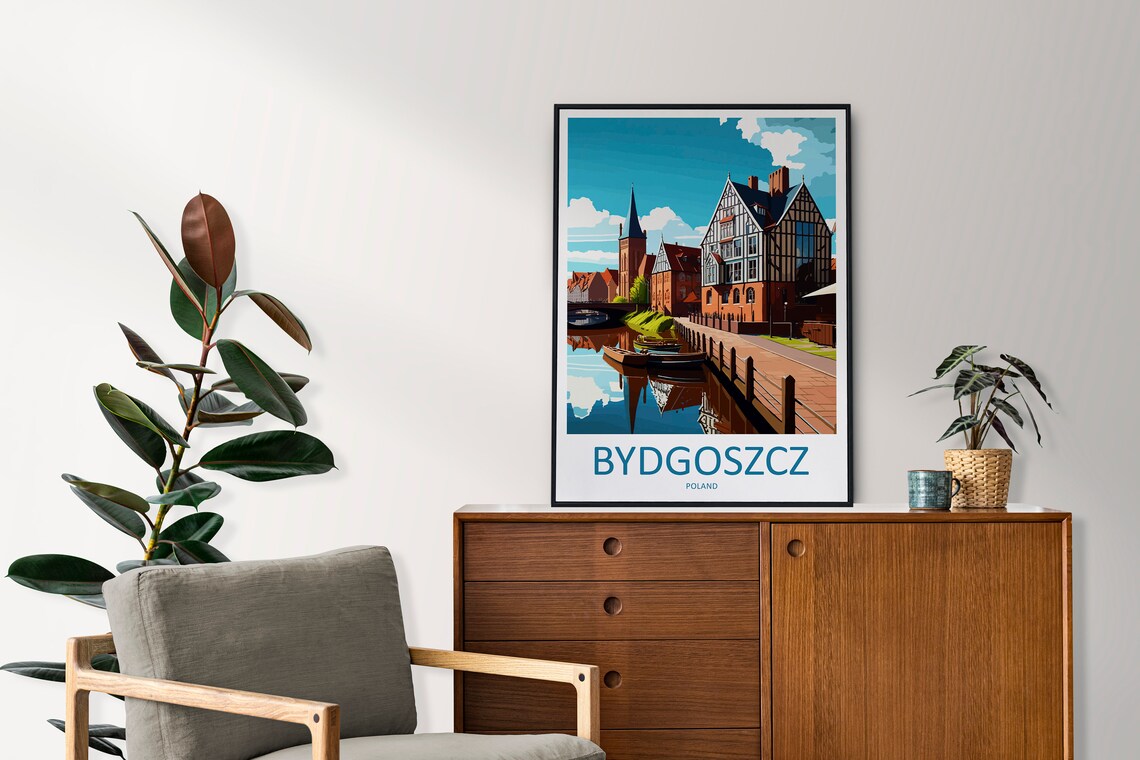 Bydgoszcz Poland Riverside Walk with Historic Granary Houses Poster - Image 2