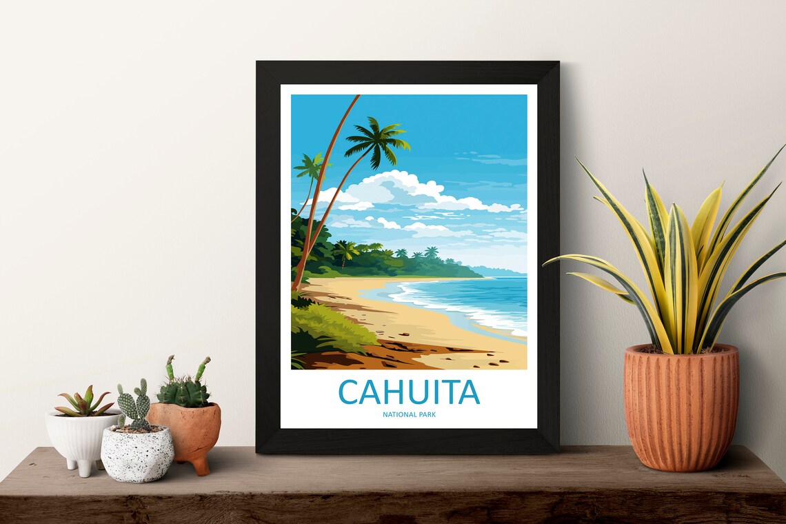 Cahuita National Park Leaning Palms Beach Costa Rica Travel Poster - Image 3