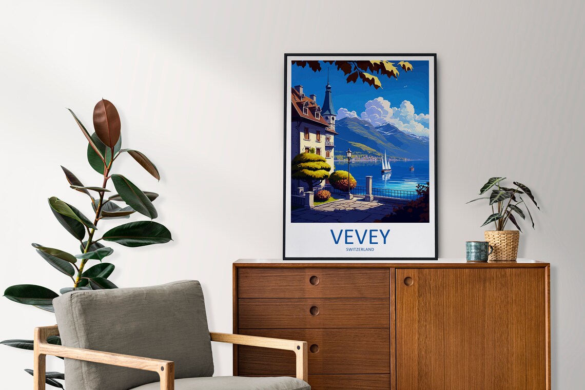 Vevey Travel Poster, Switzerland Wall Art - Image 2