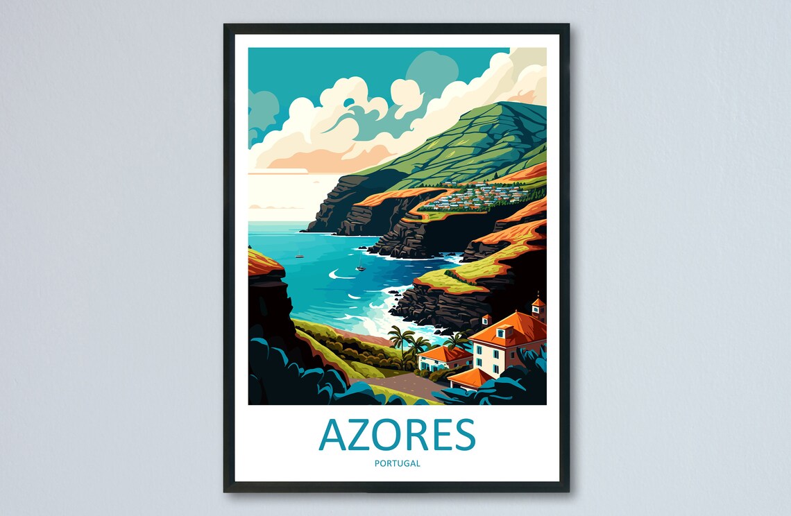 Azores Travel Poster, Portugal Wall Decor
