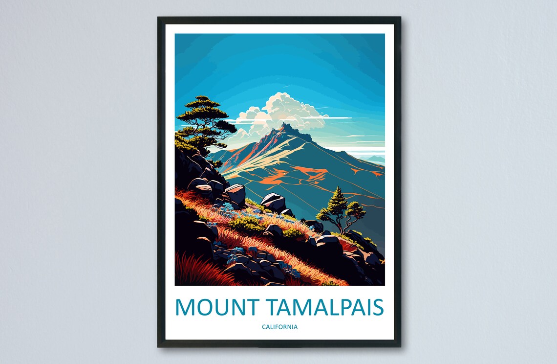 Mount Tamalpais Travel Poster, California Landscape
