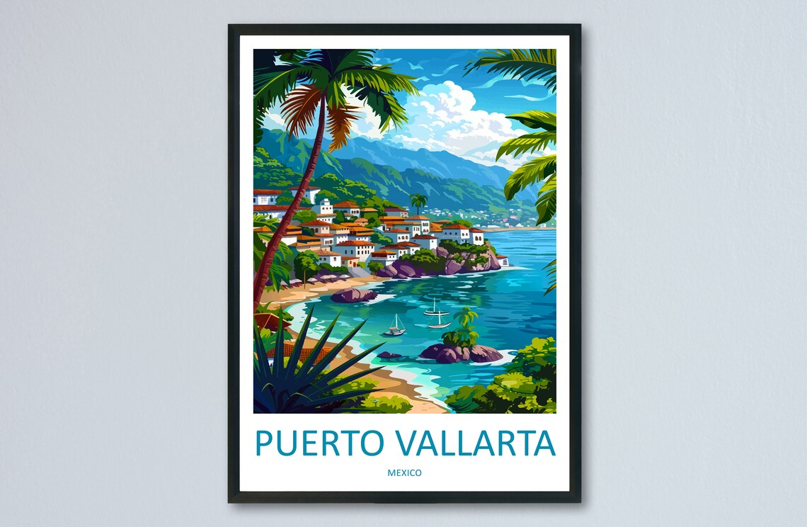 Puerto Vallarta Travel Poster, Mexico Wall Art