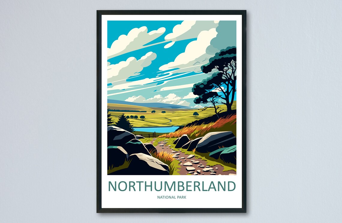 Northumberland Travel Poster, National Park Wall Art
