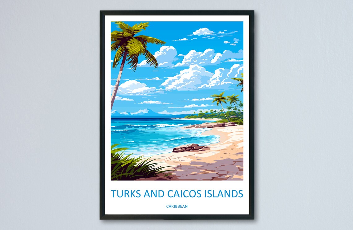 Turks and Caicos Islands Travel Poster, Caribbean Wall Art