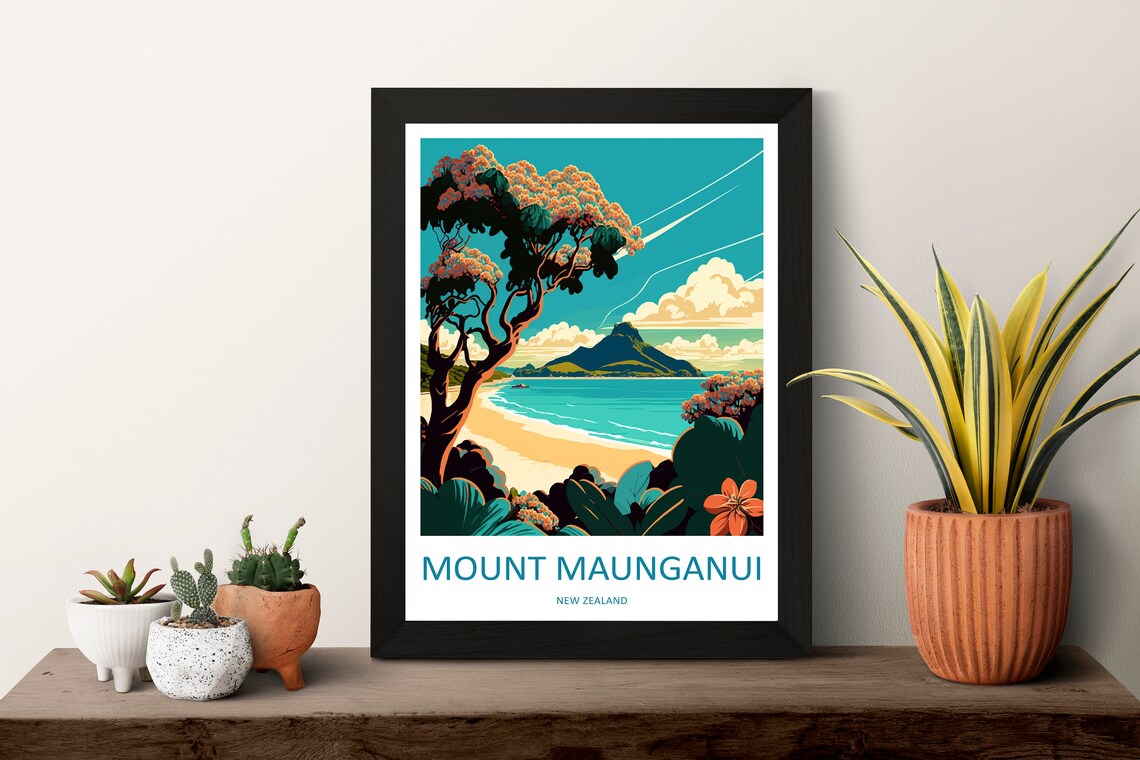 Mount Maunganui Travel Poster, New Zealand Wall Art - Image 3