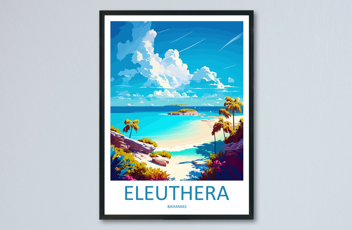 Eleuthera Travel Poster, Caribbean Wall Decor