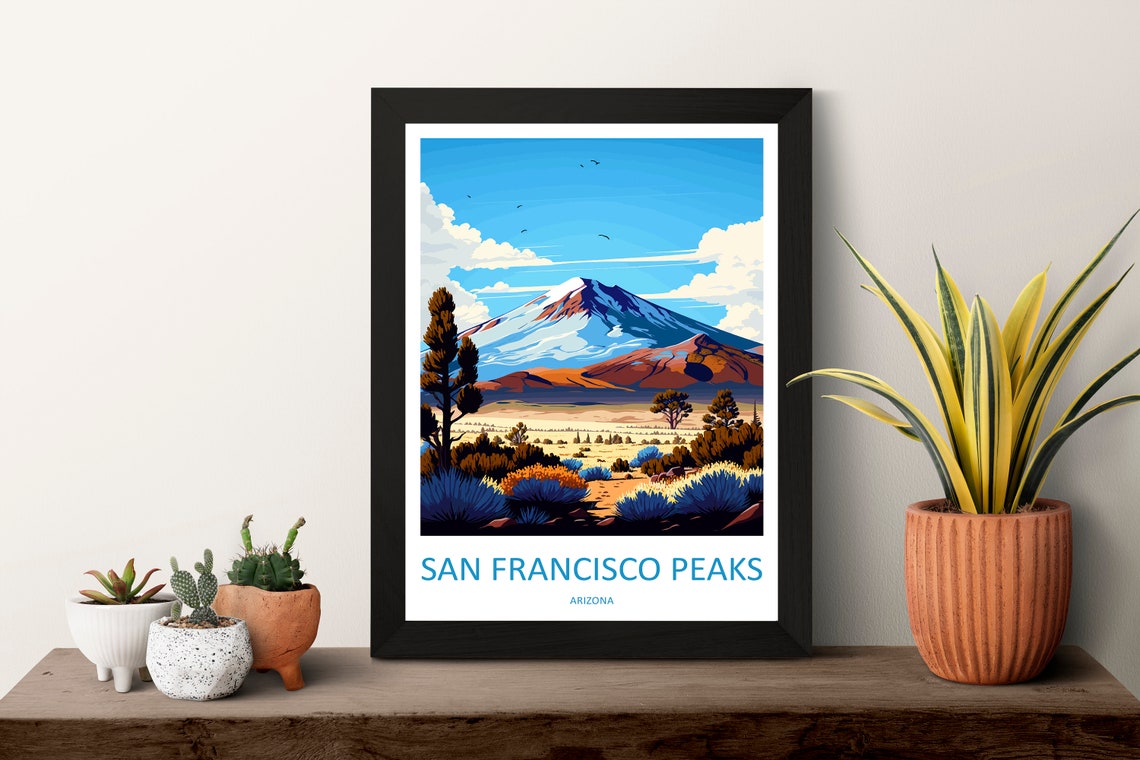 San Francisco Peaks Arizona Snow Capped Summit Illustration Poster - Image 3