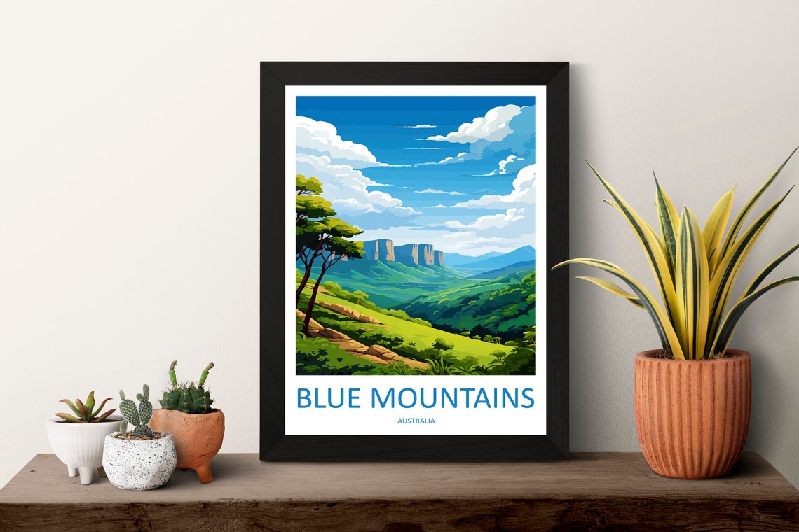 Blue Mountains Eucalyptus Valley Cliffs Australia Travel Poster - Image 3