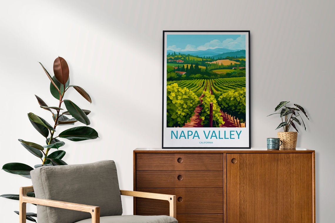 Napa Valley California Vineyard Rows Landscape Travel Poster - Image 2