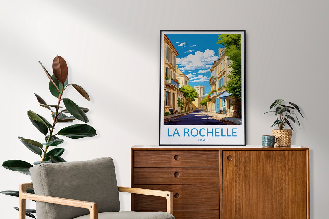 La Rochelle France Old Town Street Illustrated Travel Poster - Image 2