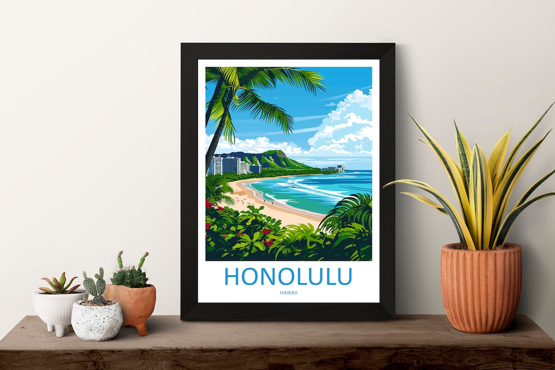 Honolulu Travel Poster, Hawaii Home Decor - Image 3