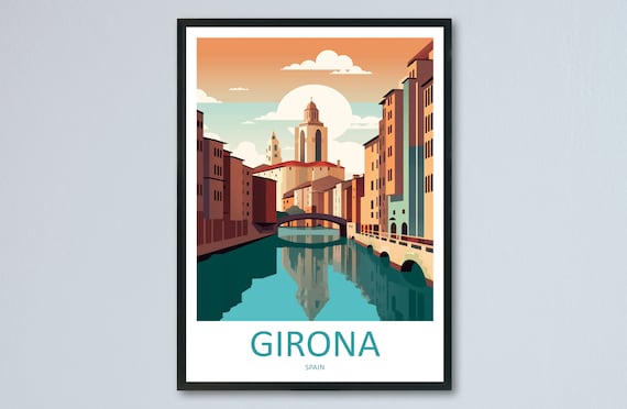 Girona Travel Poster, Spain Wall Decor