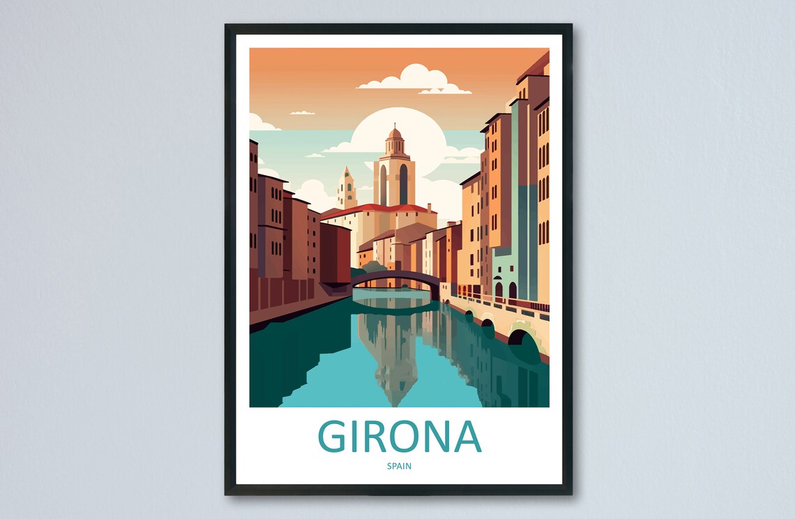 Girona Travel Poster, Spain Wall Decor