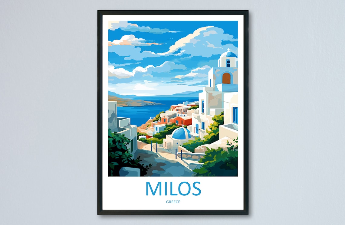 Milos Travel Poster, Greece Wall Art Print
