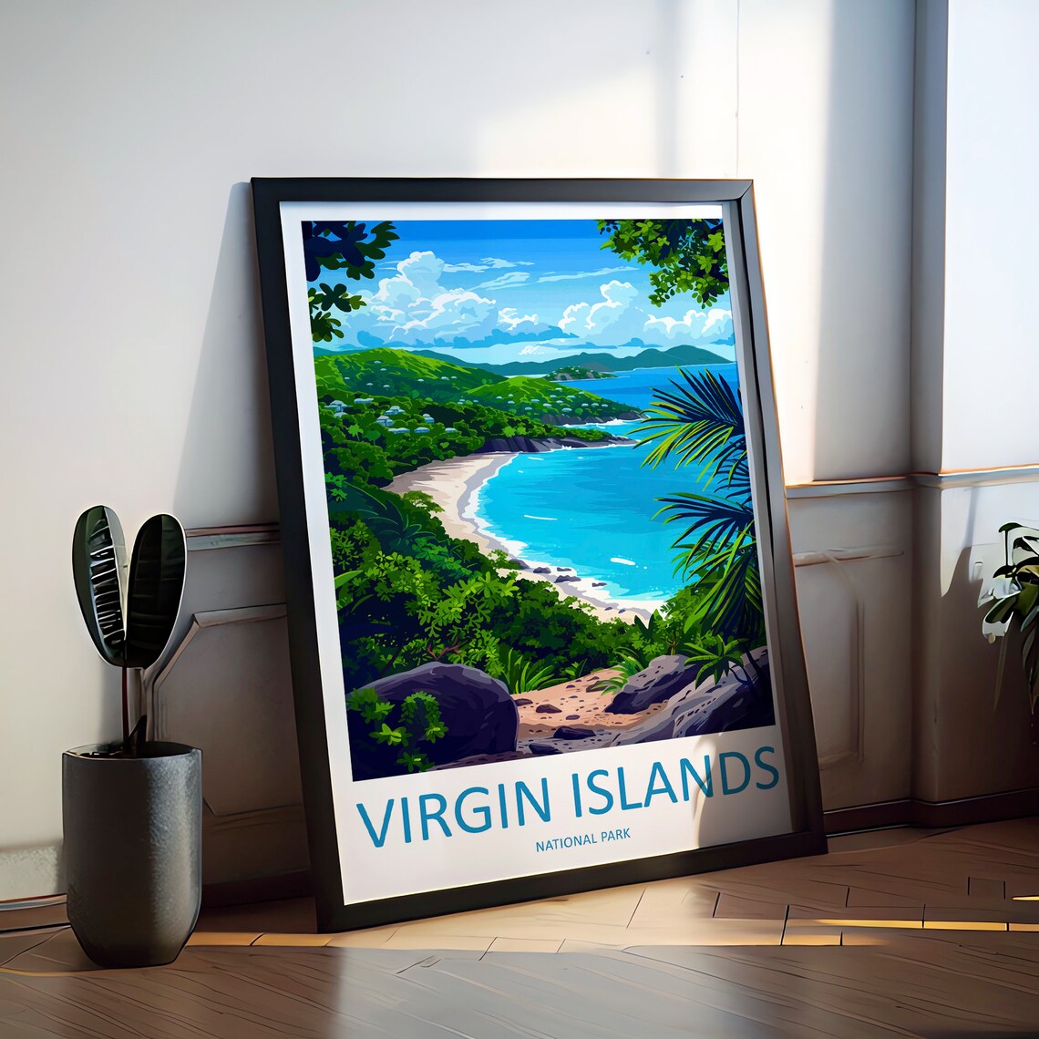 Virgin Islands National Park Tropical Beach Cove Travel Poster - Image 2