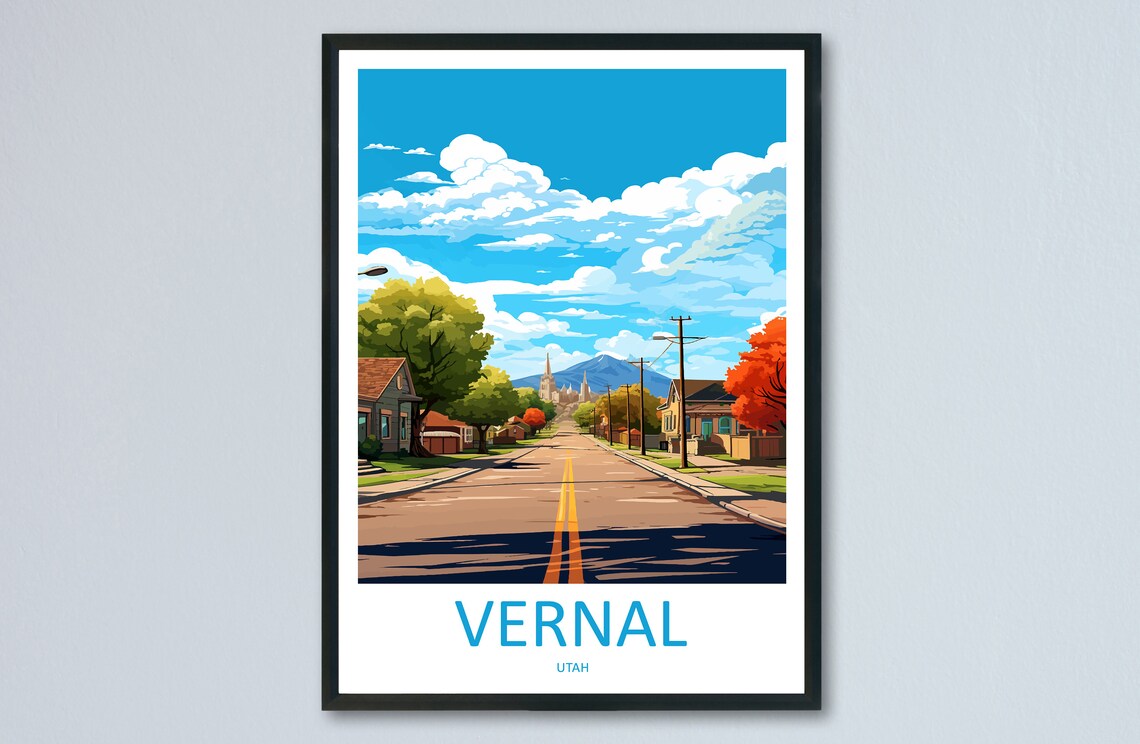 Vernal Utah Tree Lined Street Steeple Autumn View Street Scene Poster