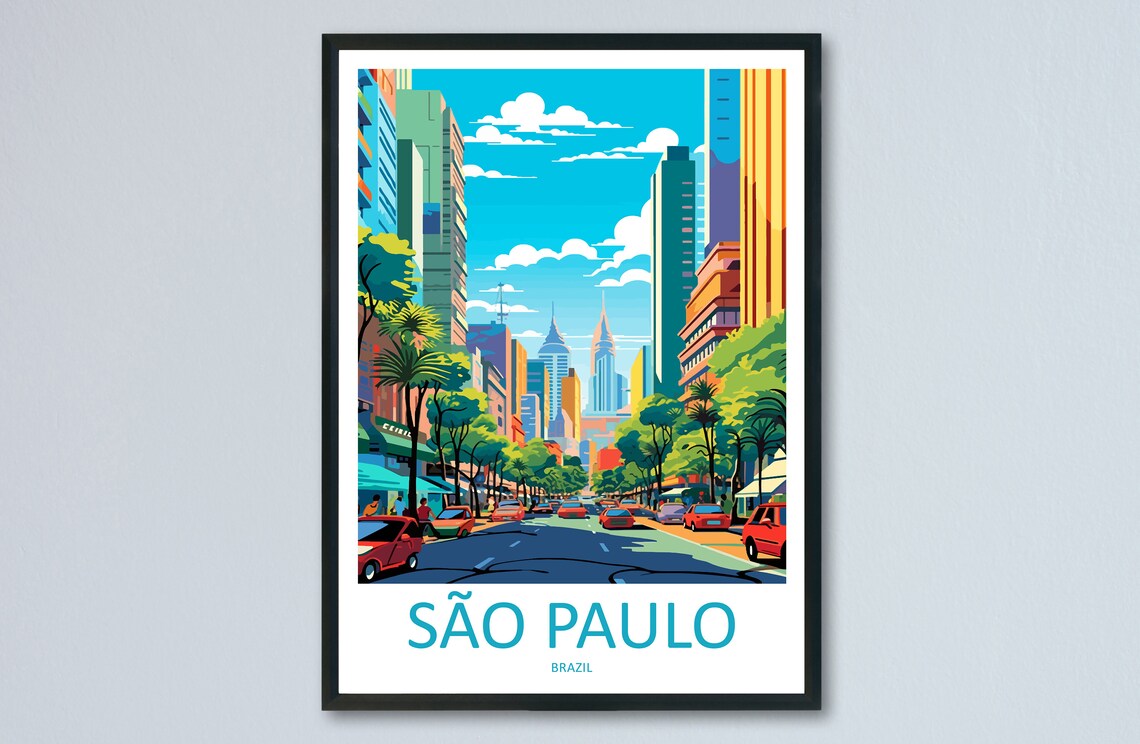 Sao Paulo Travel Poster, Brazil Wall Art