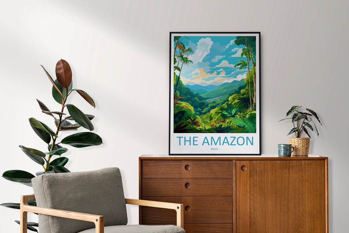 The Amazon Rainforest Lush Jungle Mountain Valley Brazil Travel Poster - Image 2
