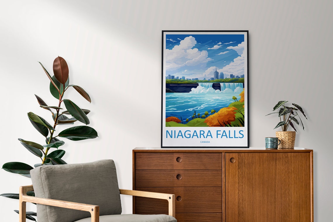 Niagara Falls Canada Autumn Falls with City Skyline View Poster - Image 2