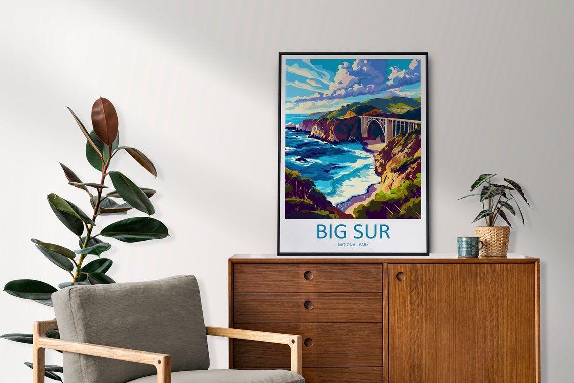 Big Sur California Bixby Creek Bridge Coast Minimal Travel Poster - Image 2