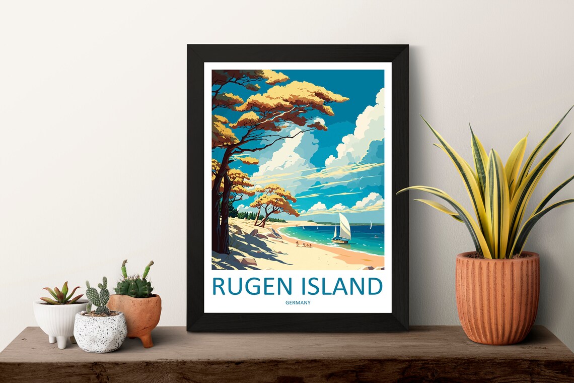 Rugen Island Baltic Beach Sailboats Pine Dunes Travel Poster - Image 3