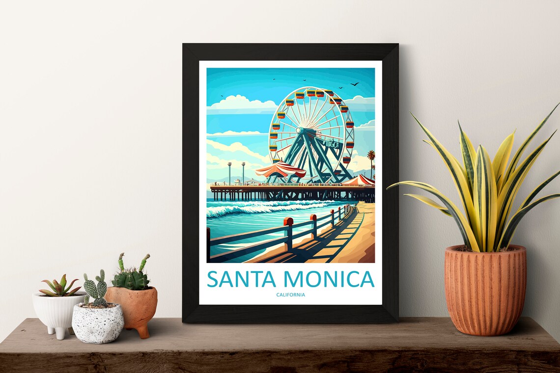 Santa Monica Home Decor Travel Poster - Image 3
