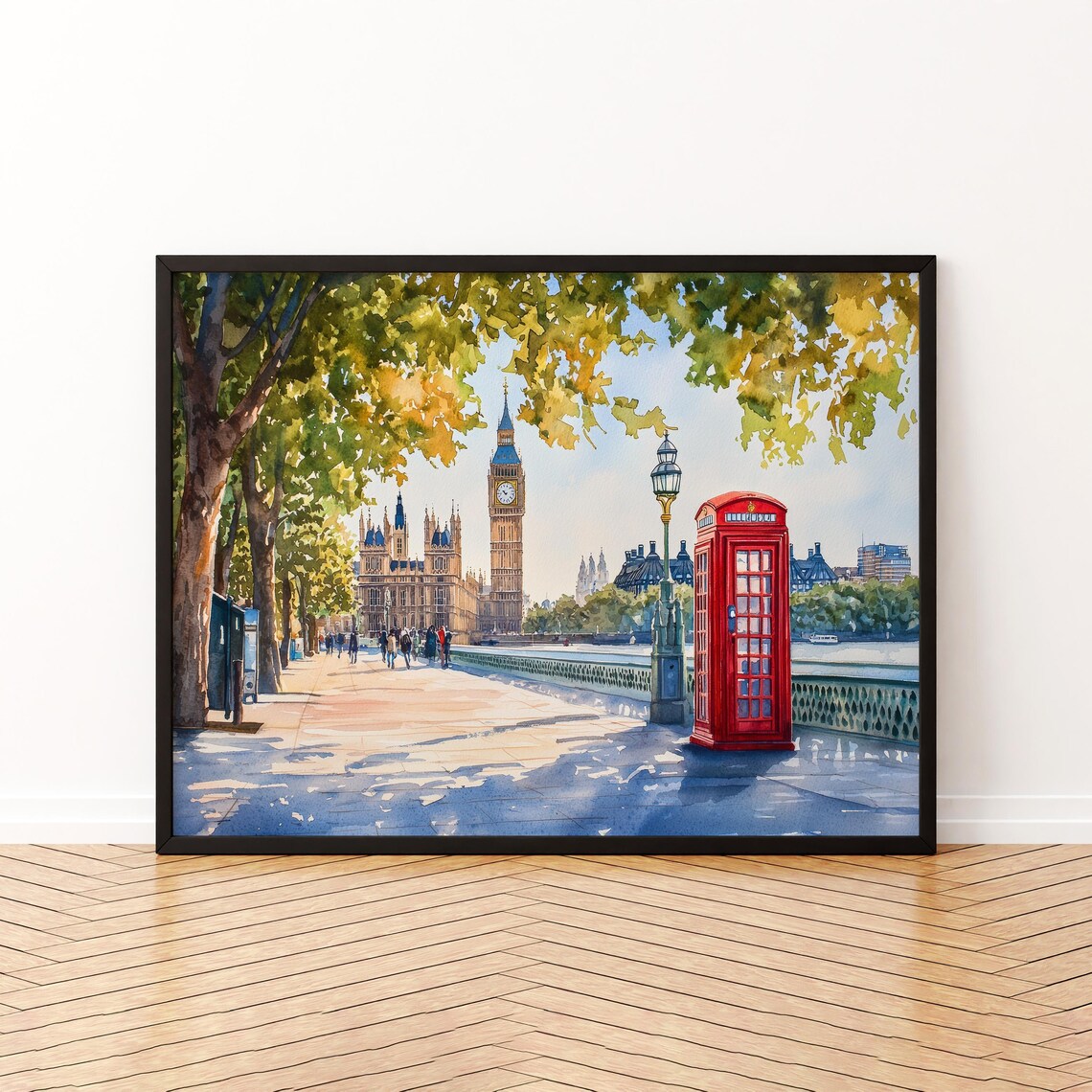 London England Watercolor Poster Travel Print City Skyline Painting Landmark Wall Art Uk Decor Souvenir