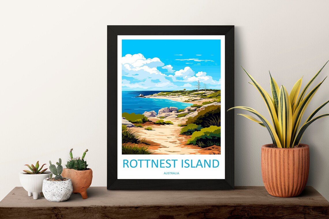 Rottnest Island Australia Rocky Cove Beach Scene Travel Poster - Image 3