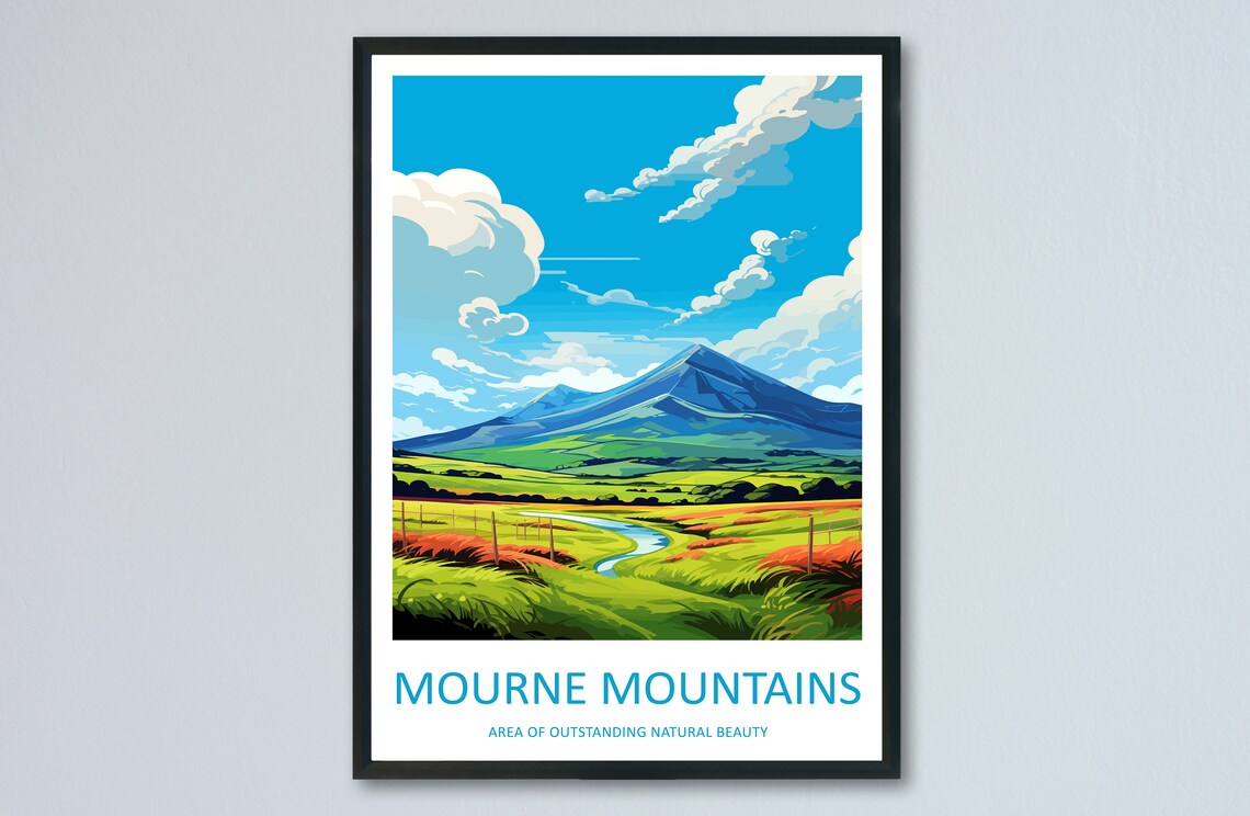 Mourne Mountains Northern Ireland Valley and Peak Scenic Poster