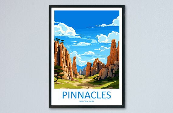 Pinnacles National Park Orange Rock Spires Vintage Travel Poster